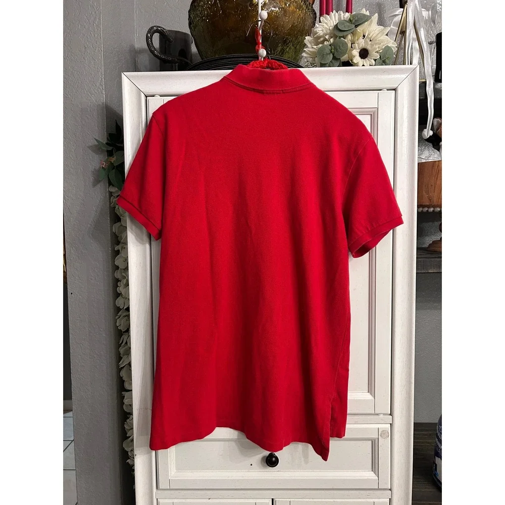 Men's Polo Ralph Lauren Custom Fit Red Short Sleeve Cotton Polo Shirt Medium
